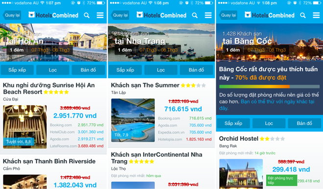 Các công cụ “Sắp xếp”, “Lọc” và “Bản đồ” sẽ giúp phái đẹp nhanh chóng tìm được khách sạn phù hợp nhất tại mọi điểm đến trong và ngoài nước.  Các công cụ “Sắp xếp”, “Lọc” và “Bản đồ” sẽ giúp phái đẹp nhanh chóng tìm được khách sạn phù hợp nhất tại mọi điểm đến trong và ngoài nước.