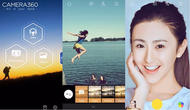  Ứng dụng Camera 360 rất được lòng người dùng nữ bởi các hiệu ứng chụp selfie khác nhau.