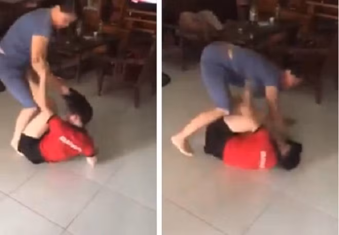 Hình ảnh mẹ chồng nàng dâu đánh nhau. Ảnh cắt từ clip.