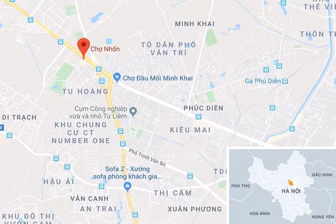 Truy tim oto dam chet tai xe GrabBike roi bo chay hinh anh 2 map_namtuliem_abc.jpg