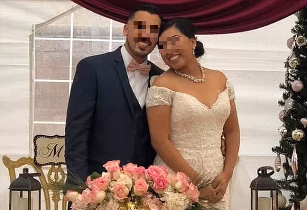 Cô dâu chú rể trước khi xảy ra sự việc.