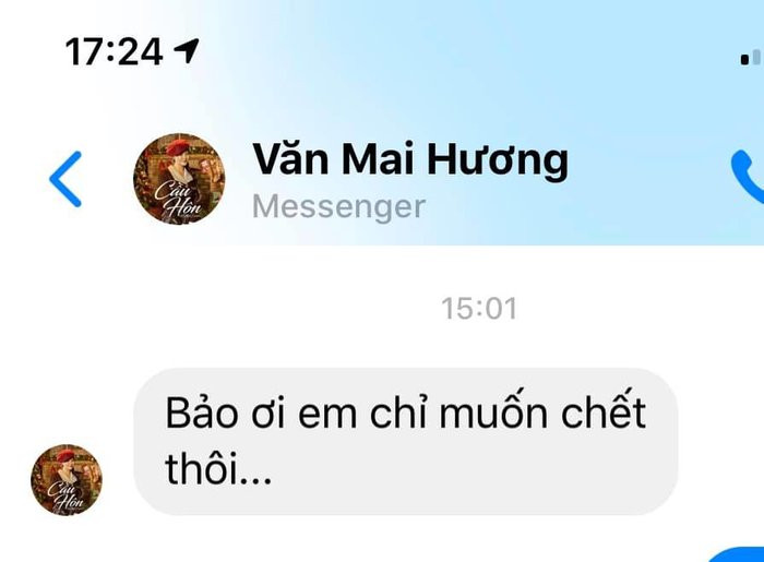 Văn Mai Hương bày tỏ sự tuyệt vọng khi bị kẻ xấu hãm hại tung hình ảnh nhạy cảm khắp nơi. (Nguồn: FB Trần Đình Bảo).