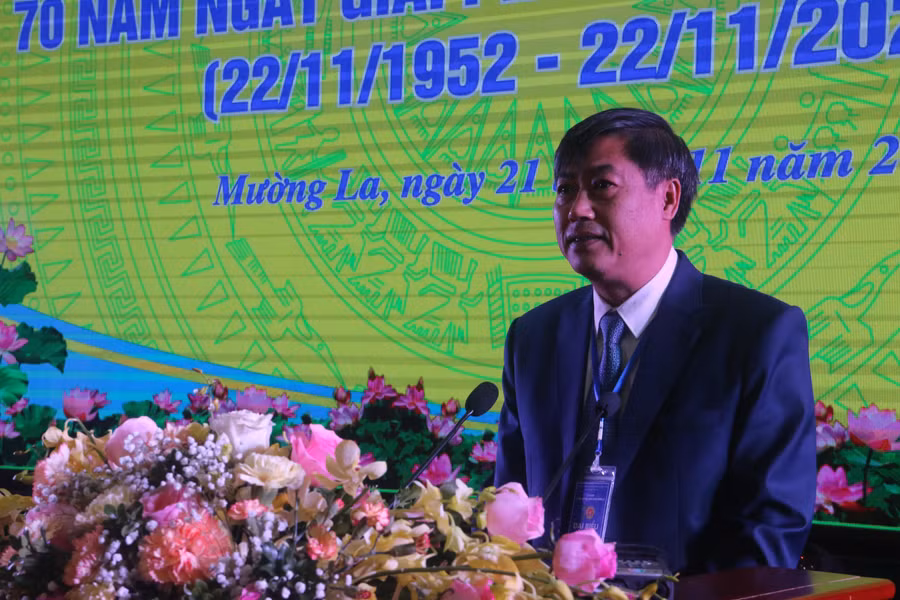 Ông Nguyễn Hữu Đông, Ủy viên Ban Chấp hành Trung ương Đảng, Bí thư Tỉnh ủy Sơn La tại Lễ kỷ niệm.