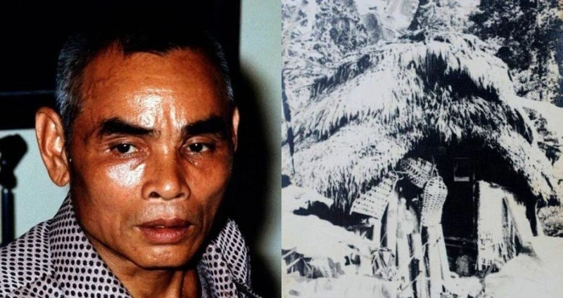 Teruo Nakamura và túp lều nơi ông cố thủ.