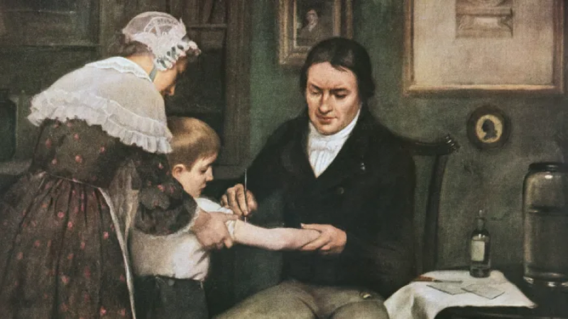 Bác sĩ Edward Jenner, lần đầu tiên tiêm phòng bệnh đậu mùa cho một cậu bé vào năm 1796. Bác sĩ Edward Jenner, lần đầu tiên tiêm phòng bệnh đậu mùa cho một cậu bé vào năm 1796.