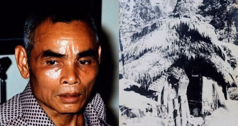 Teruo Nakamura và túp lều nơi ông cố thủ.