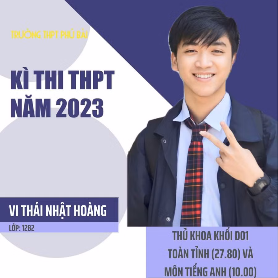 Nhật Hoàng đạt 10 điểm tuyệt đối môn tiếng Anh trong Kỳ thi tốt nghiệp THPT 2023.