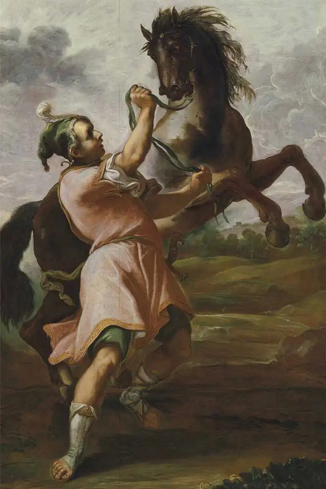 Alexander và Bucephalus, tranh của Domenico Maria Canuti (1645 - 1684). Ảnh: Thecollector.com Alexander và Bucephalus, tranh của Domenico Maria Canuti (1645 - 1684). Ảnh: Thecollector.com