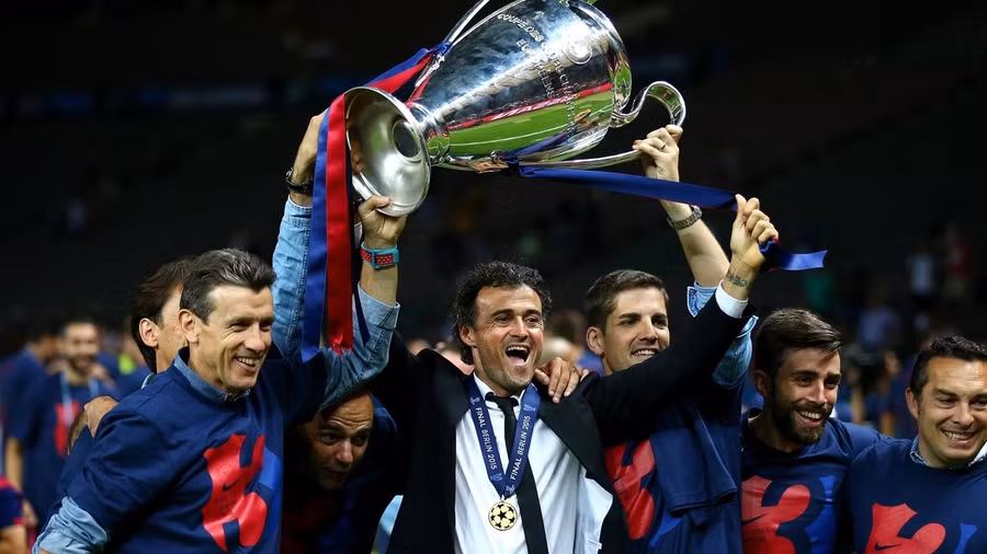 Huấn luyện viên Luis Enrique ăn mừng chức vô địch Champions League năm 2015. Ảnh: Uefa.com.