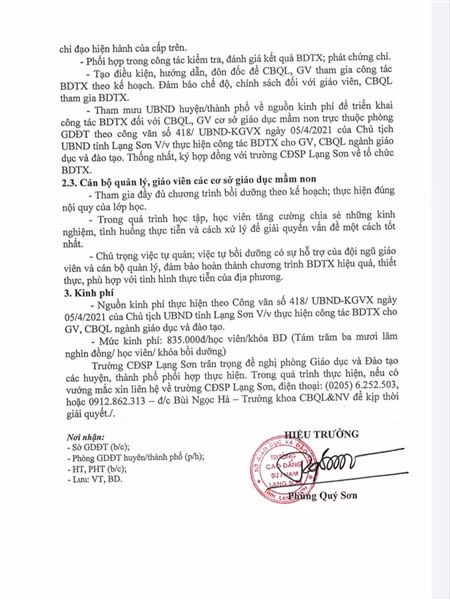 Thu tiền của GV trong bồi dưỡng thường xuyên tại Lạng Sơn: Điều chỉnh việc vì “không phù hợp”