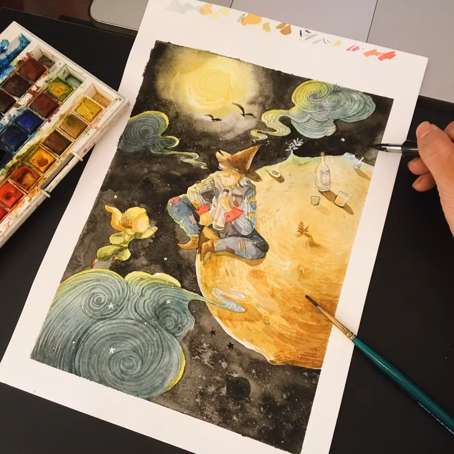 Tranh minh họa trong sách “Hoàng Tử Bé”