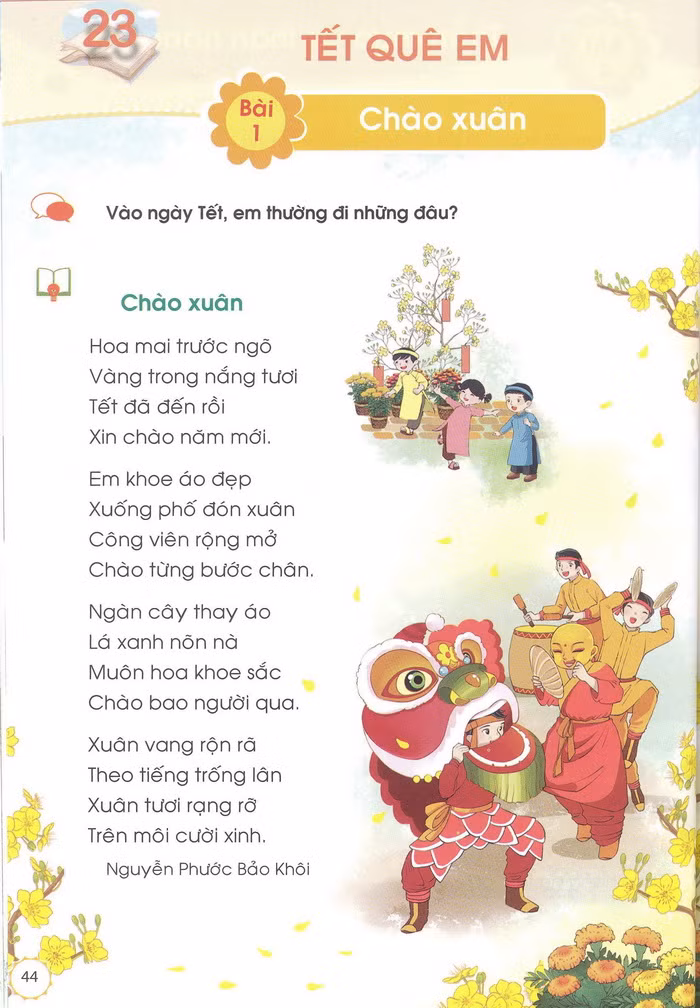 Các chủ đề có tên gọi gần gũi, như bài 1: Tết quê em