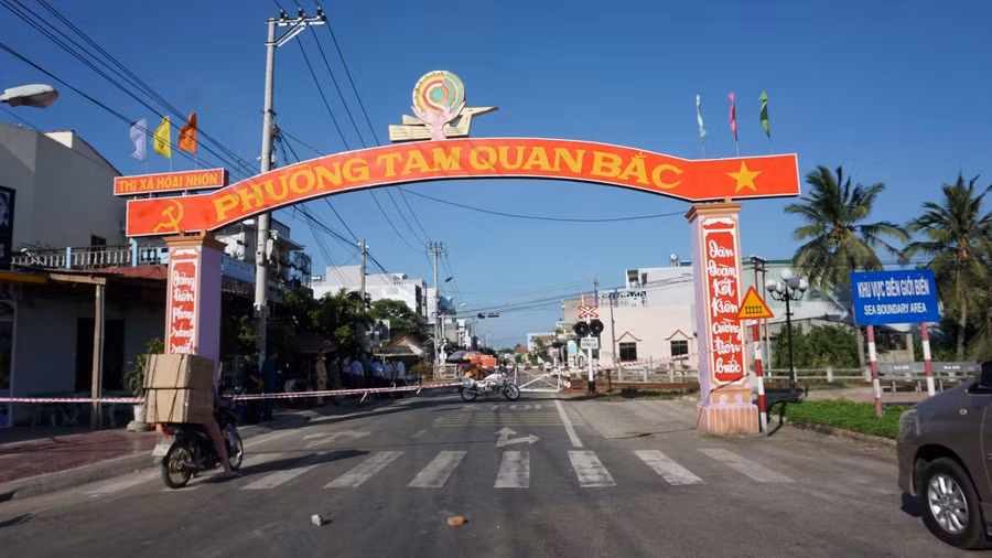 Tam Quan Bắc, 1 trong 4 phường thực hiện lệnh giãn cách xã hội. Nguồn: CTTĐT Bình Định.