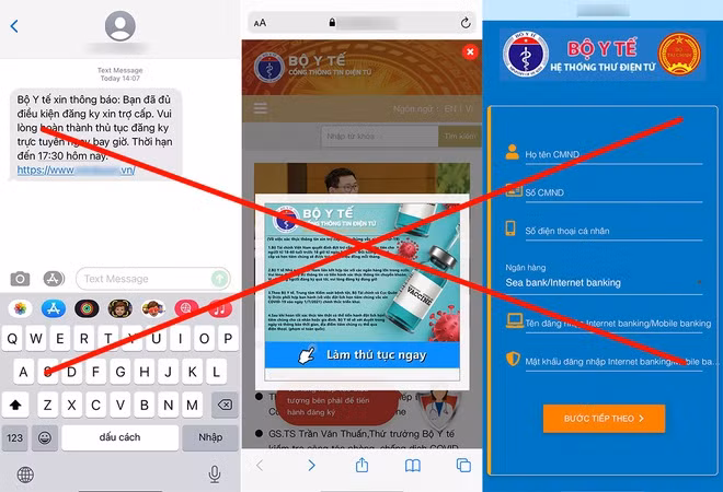 Trang giả mạo được Bộ Y tế cảnh báo.
