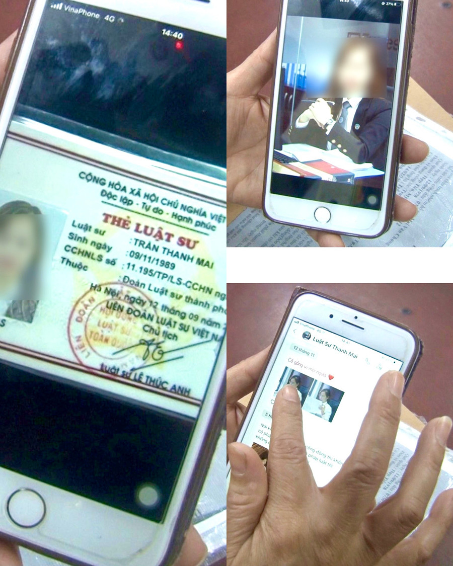 Để tạo lòng tin, những người lừa đảo đưa bị hại vào các nhóm trên mạng xã hội, tạo Zalo, Facebook giả danh… sau đó cung cấp hình chụp thẻ luật sư trước để bị hại tin tưởng. Ảnh: CACC Để tạo lòng tin, những người lừa đảo đưa bị hại vào các nhóm trên mạng xã hội, tạo Zalo, Facebook giả danh… sau đó cung cấp hình chụp thẻ luật sư trước để bị hại tin tưởng. Ảnh: CACC