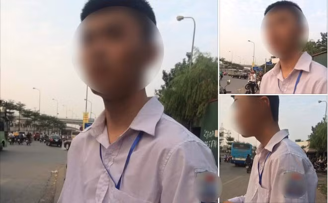 Hình ảnh nam sinh bị lạc được chia sẻ trên mạng xã hội.