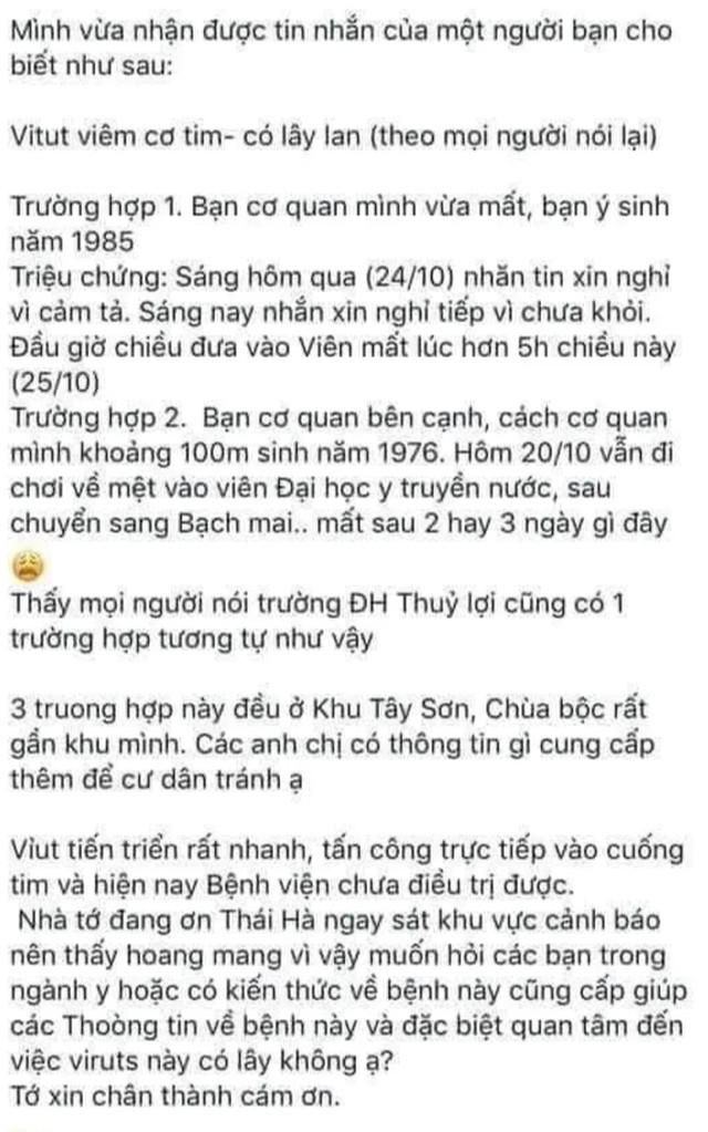 Viện trưởng Viện Tim mạch Quốc gia khẳng định không có virus viêm cơ tim Viện trưởng Viện Tim mạch Quốc gia khẳng định không có virus viêm cơ tim