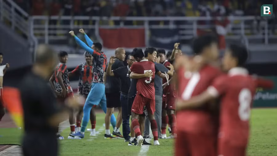 Cầu thủ Indonesia mừng chiến thắng trước Việt Nam để giành suất dự giải U20 châu Á 2023.