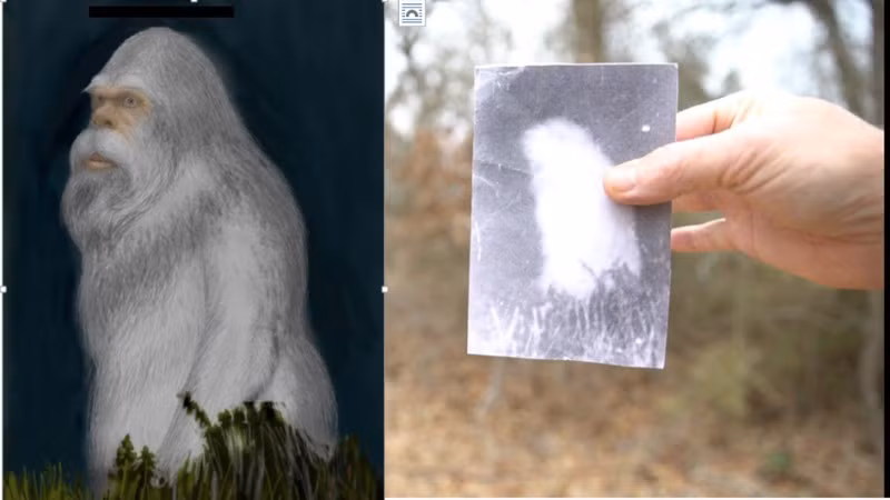 Bức ảnh sinh vật lạ do Allen Plaster chụp (phải) và hình dạng của nó theo mô tả của các nhân chứng.