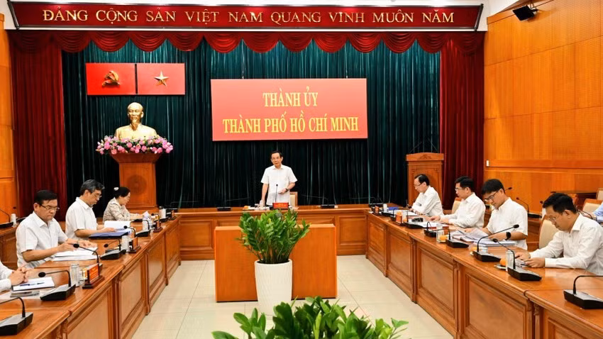 Một cuộc họp của Thường trực Ban Chỉ đạo phòng, chống tham nhũng, tiêu cực TPHCM. Ảnh: Thành ủy TPHCM
