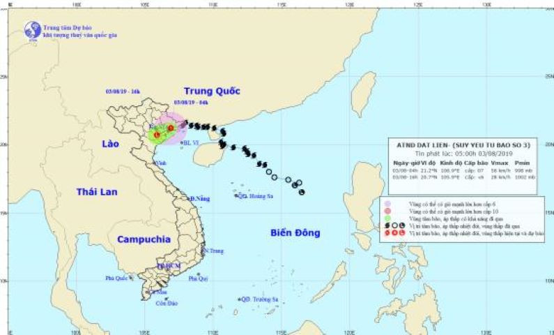 Bão WIPHA suy yếu thành áp thấp nhiệt đới