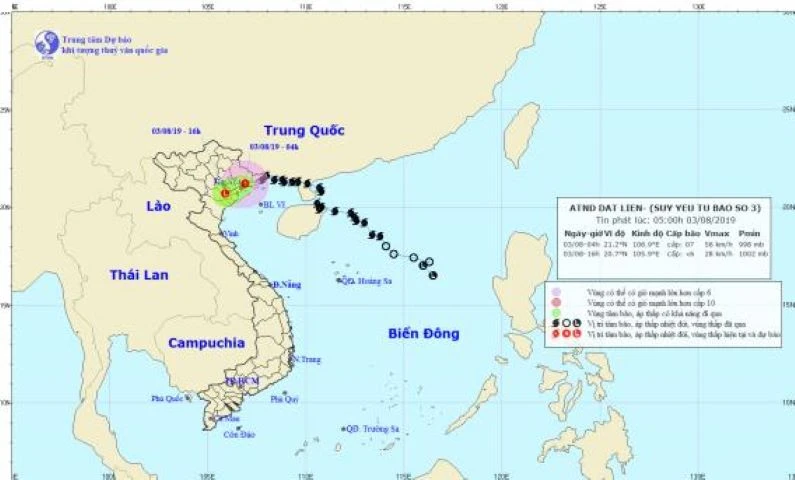 Bão WIPHA suy yếu thành áp thấp nhiệt đới