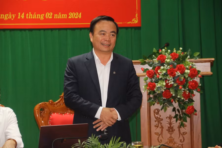 Ông Hà Trung Chiến, Bí thư Thành ủy Sơn La phát biểu.