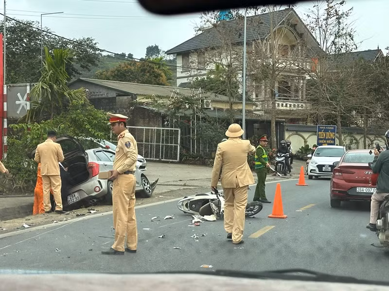 Hiện trường vụ tai nạn giao thông.