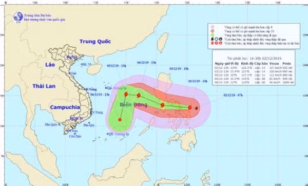 Vị trí của bão Kammuri