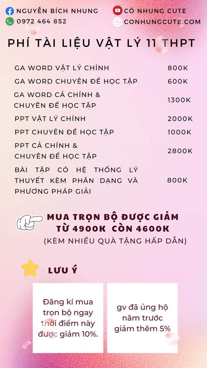 Menu giáo án do tài khoản Nguyễn Bích Nhung quảng cáo.