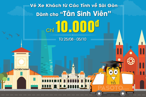 Vé xe 10.000 đồng cho tân sinh viên nhập học tại TP HCM