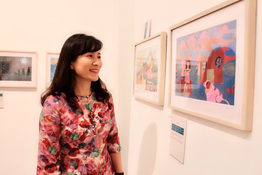 TS Nguyễn Thị Thu Anh cho biết đây là cuộc thi vẽ hướng HS đến văn hóa đọc (ảnh: An Nhiên)