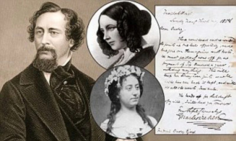 Charles Dickens cùng vợ Catherine (ảnh trên), người tình Ellen Ternan và bút tích của ông.