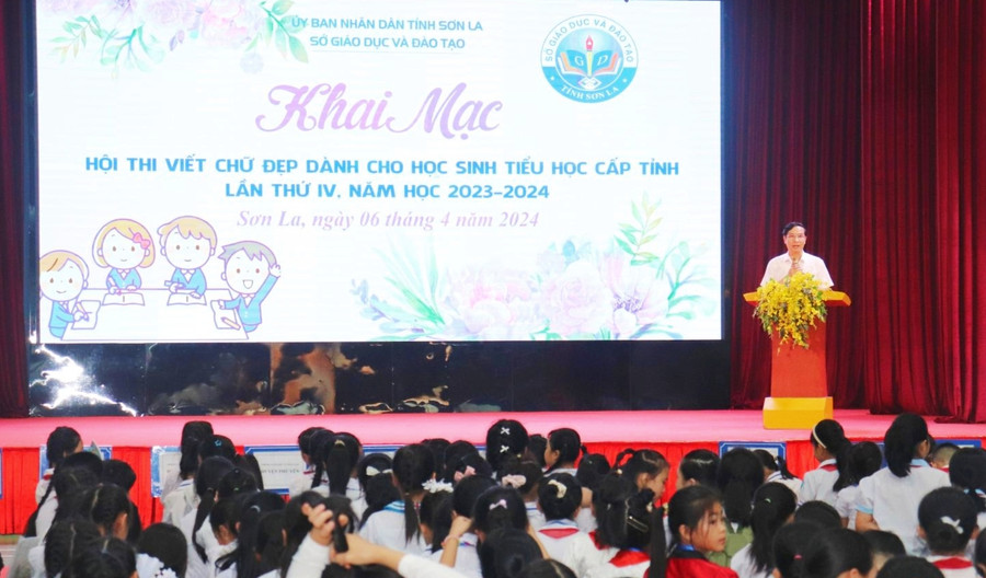 PGS. TS Nguyễn Huy Hoàng, Giám đốc Sở GD&amp;ĐT phát biểu tại buổi khai mạc.