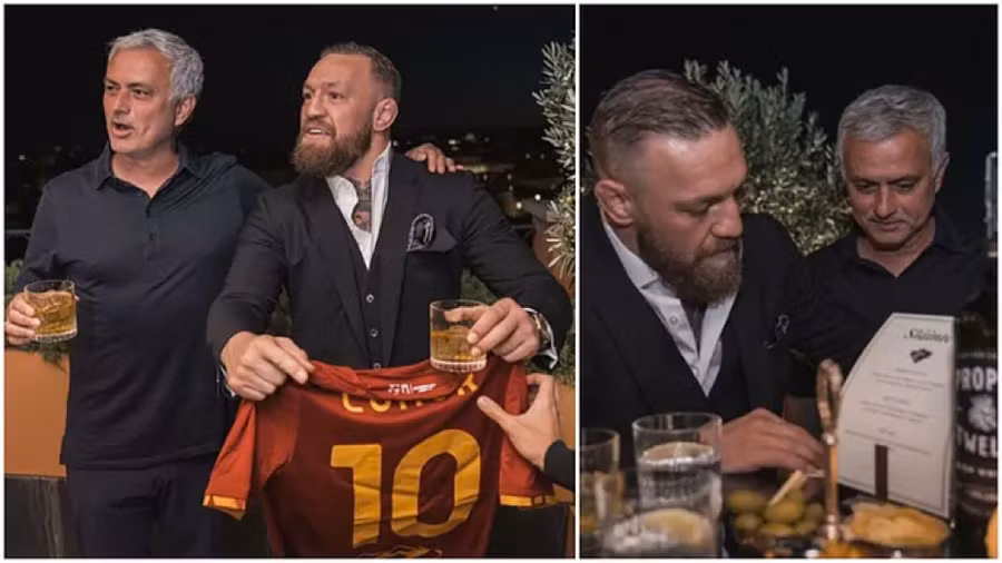 Mourinho và Conor McGregor gặp nhau ở Rome.
