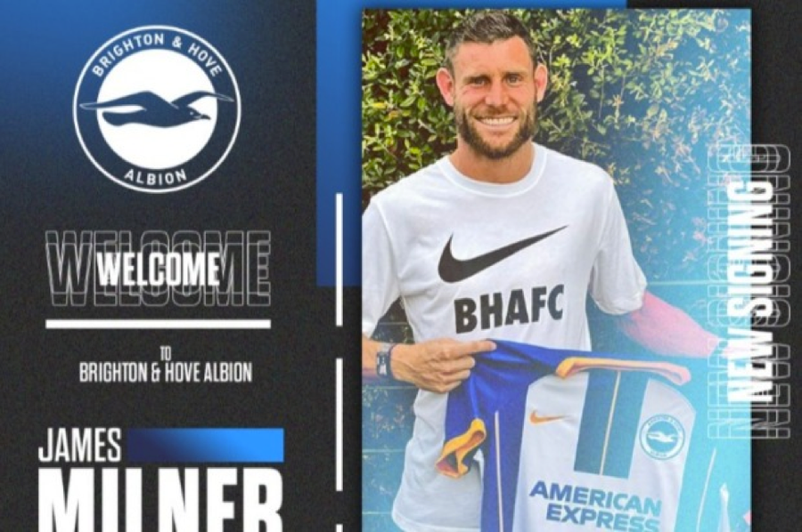 Brighton công bố bản hợp đồng mới mang tên James Milner. Brighton công bố bản hợp đồng mới mang tên James Milner.