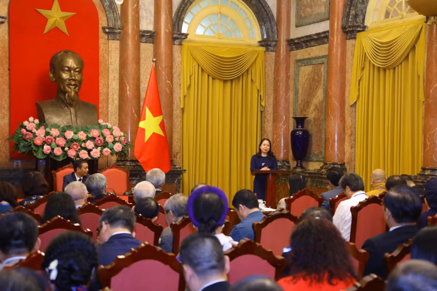 Phó Chủ tịch nước Võ Thị Ánh Xuân phát biểu tại buổi gặp mặt nhân ngày Di sản Văn hóa Việt Nam.