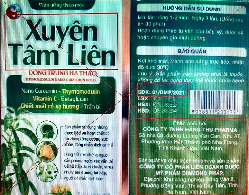 Sản phẩm trước đó được Cục an toàn thực phẩm cảnh báo là thuốc giả. Ảnh: VFA.