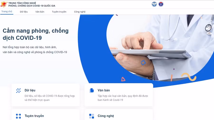 Giao diện Cẩm nang điện tử phòng, chống dịch Covid-19. Ảnh chụp màn hình.