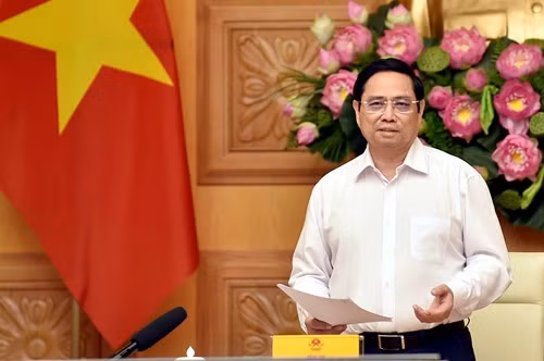 Thủ tướng Phạm Minh Chính phát biểu tại buổi gặp mặt và làm việc với các nhà khoa học. Ảnh: VGP/Nhật Bắc.