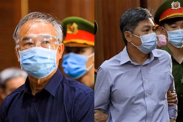 Bị cáo Nguyễn Thành Tài và bị cáo Đào Anh Kiệt tại tòa.