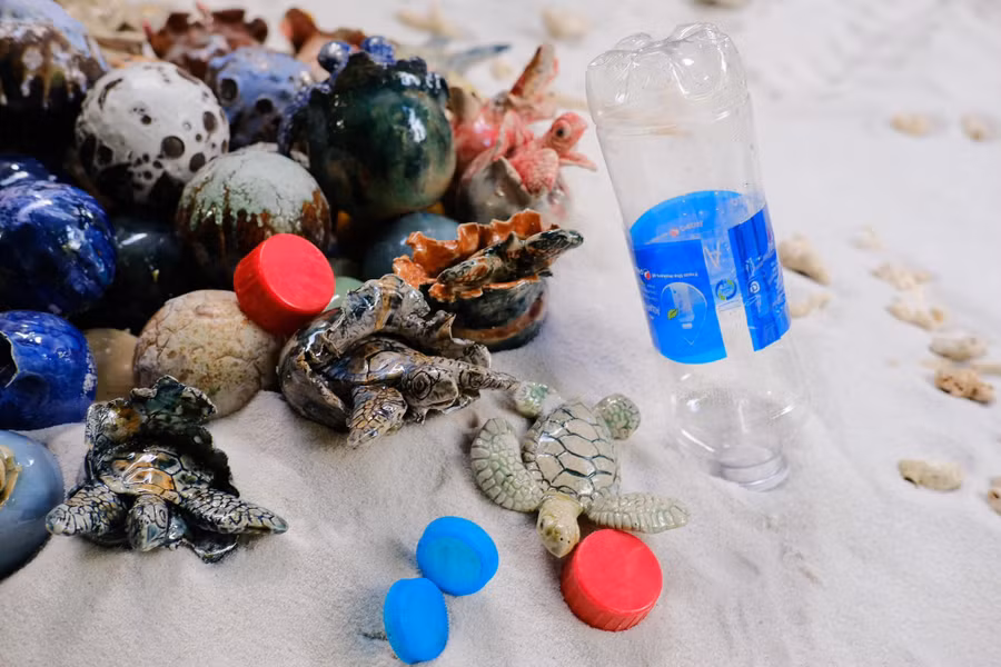 Triển lãm góp phần truyền tải mạnh mẽ thông điệp về sự cấp thiết phải bảo vệ môi trường biển, động vật hoang dã như rùa biển. Ảnh: BTC.