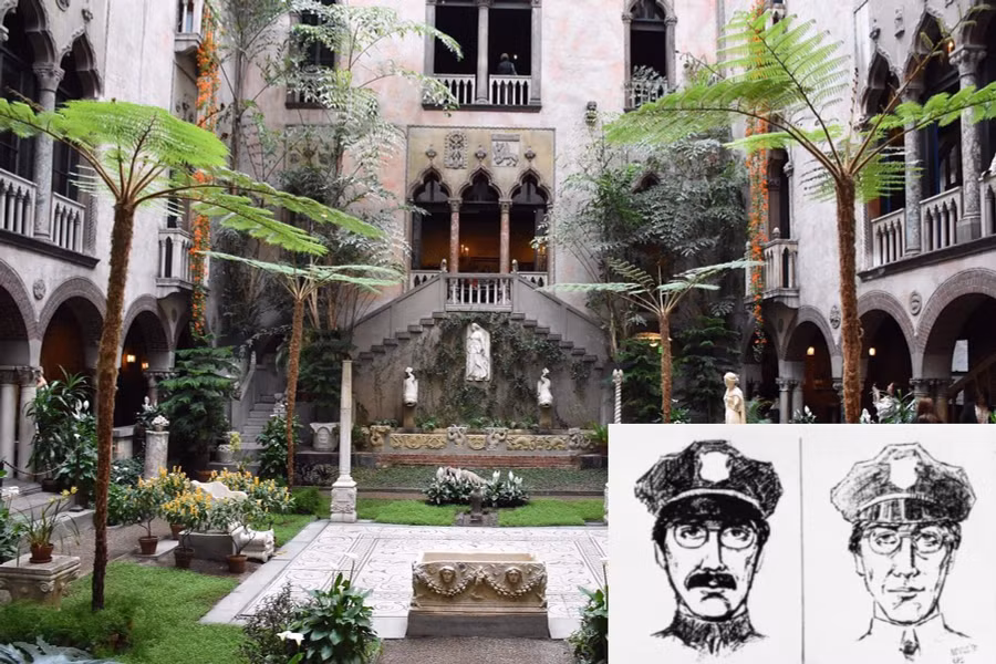 Bảo tàng Isabella Stewart Gardner và phác thảo 2 tên cướp.