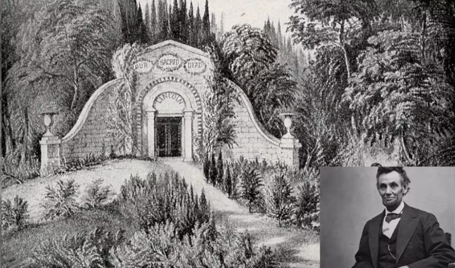 Abraham Lincoln (1809 – 1865) và ngôi mộ của ông ở Nghĩa trang Oak Ridge.