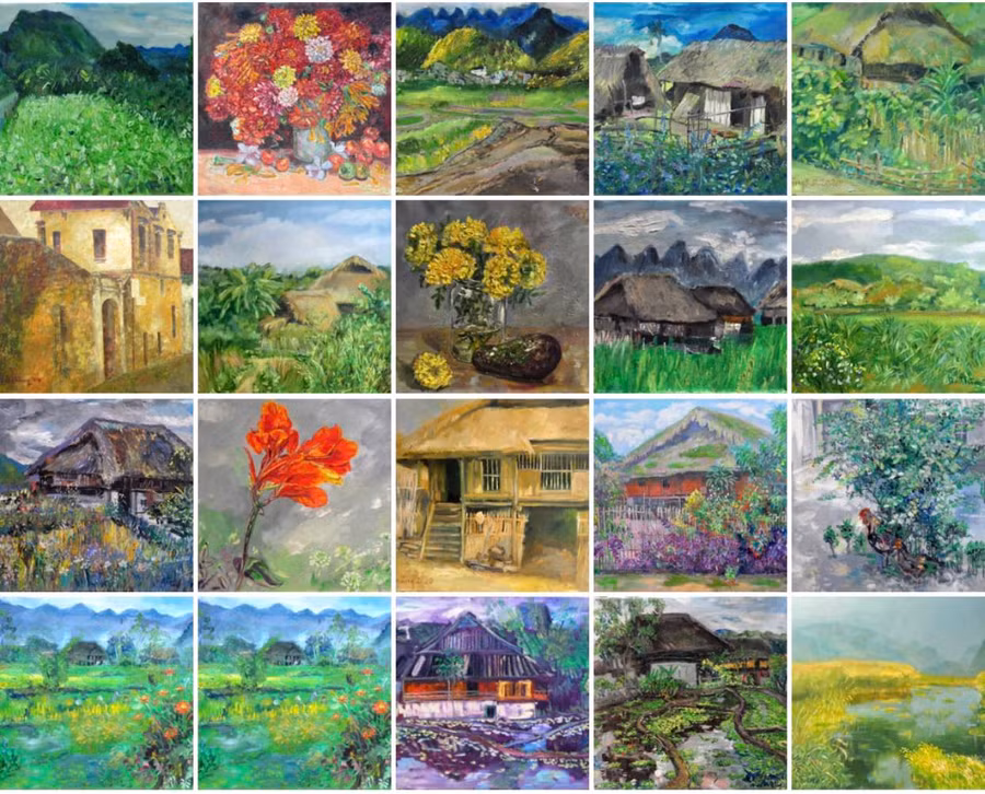 Gia đình họa sĩ Dương Ngọc Thăng cùng nhau mở triển lãm 'Sắc màu' với 137 tác phẩm.