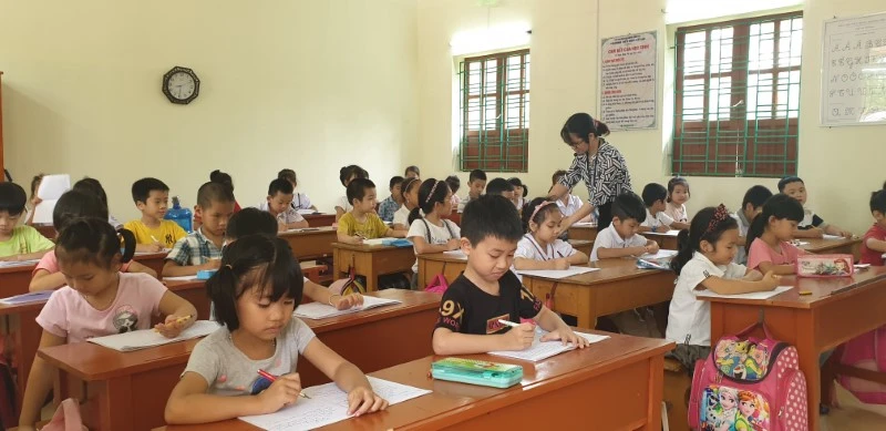 Học sinh Trường Tiểu học Cổ Am trong giờ học.