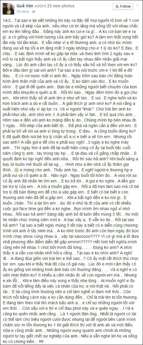 Quế Vân viết tâm thư, tung loạt tin nhắn khẳng định Trường Giang lăng nhăng
