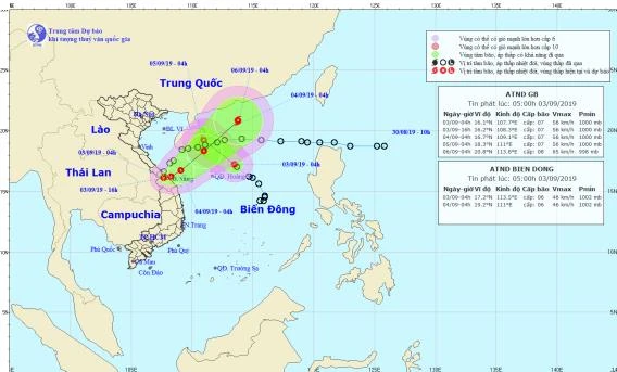 Áp thấp nhiệt đới Kajiki đi vào đất liền các tỉnh từ Quảng Trị đến Thừa Thiên Huế