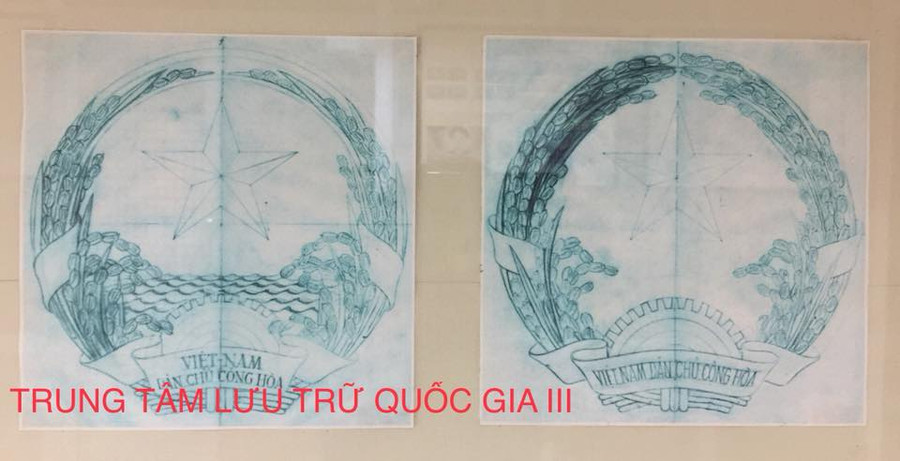 Ảnh tài liệu lưu trữ mẫu Quốc huy của họa sỹ Bùi Trang Chước