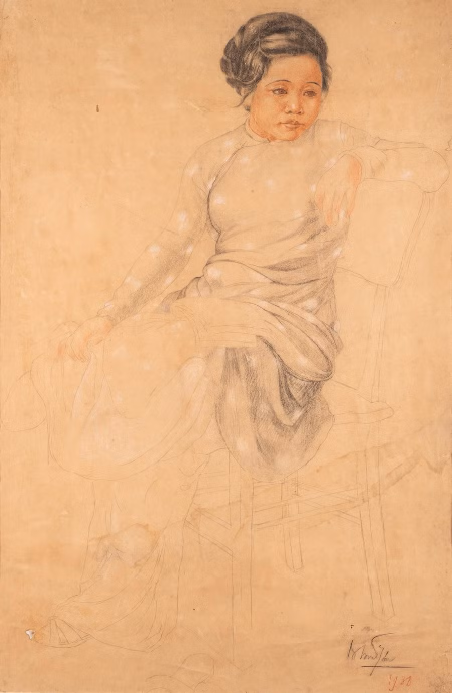 Chân dung phụ nữ của họa sĩ Nam Sơn - giá ước tính 60.000 – 80.000 EUR.